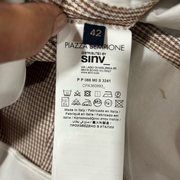 Piazza Sempione Brown and White Checkered Pants - Picture 5 of 6